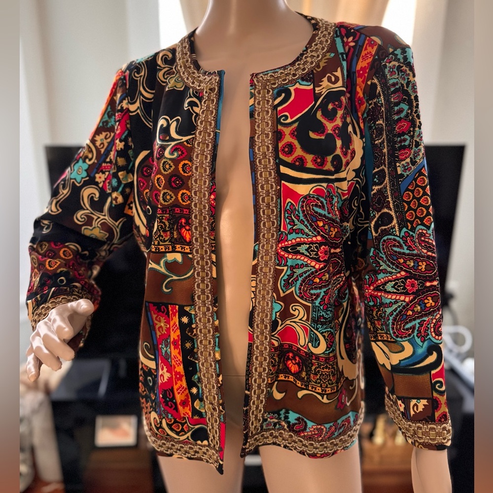 Colorful Patterned Open Jacket